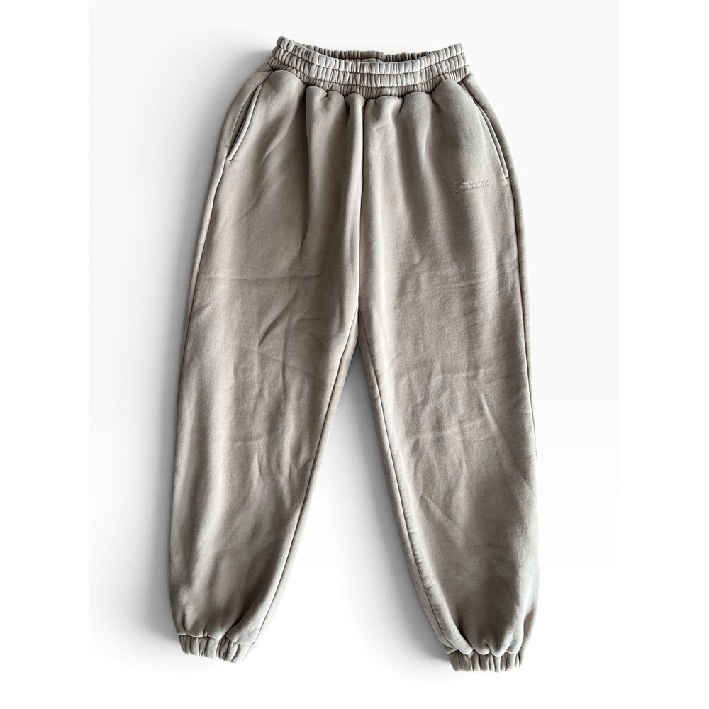Comfrt Cloud Fleece Joggers Tan Beige High Waisted Sweatpants Womens Size Medium